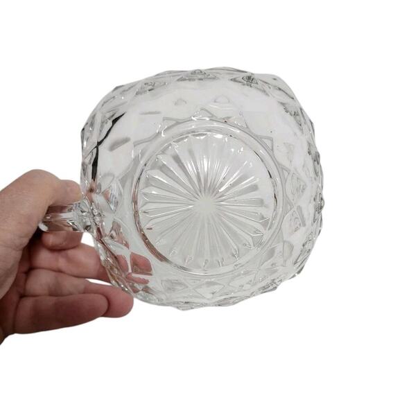 Vtg Fostoria American Clear Triangle Square Shape 5" Nappy Bowl With Handle - Picture 4 of 7